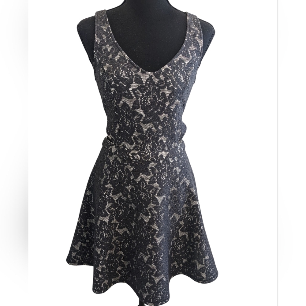 Abercrombie & Fitch Black Floral Lace Mini Dress Peak A Boo Sided NEW  S